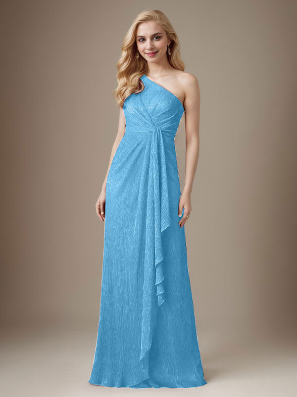 Rubinrotes Etuikleid mit einer Schulter aus metallischem Mesh Mutterkleid der Braut