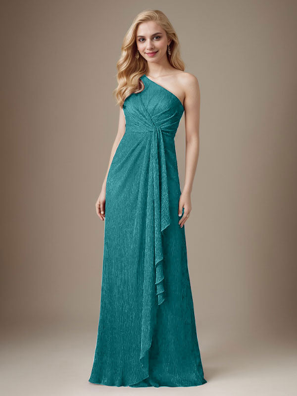 Rubinrotes Etuikleid mit einer Schulter aus metallischem Mesh Mutterkleid der Braut