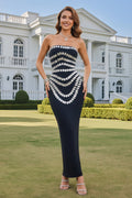 Sophisticated Strapless Evening Gown with Crystal Embellishments