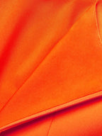 Vestido midi en línea A naranja clásico con escote cuadrado plisado y sin mangas