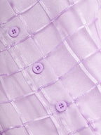 Vestido midi en línea A color lavanda púrpura con hebilla, cuello de camisa y sin mangas