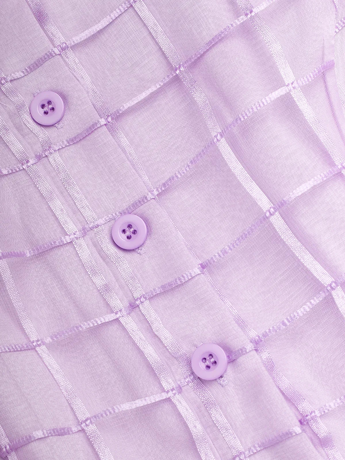 Vestido midi en línea A color lavanda púrpura con hebilla, cuello de camisa y sin mangas