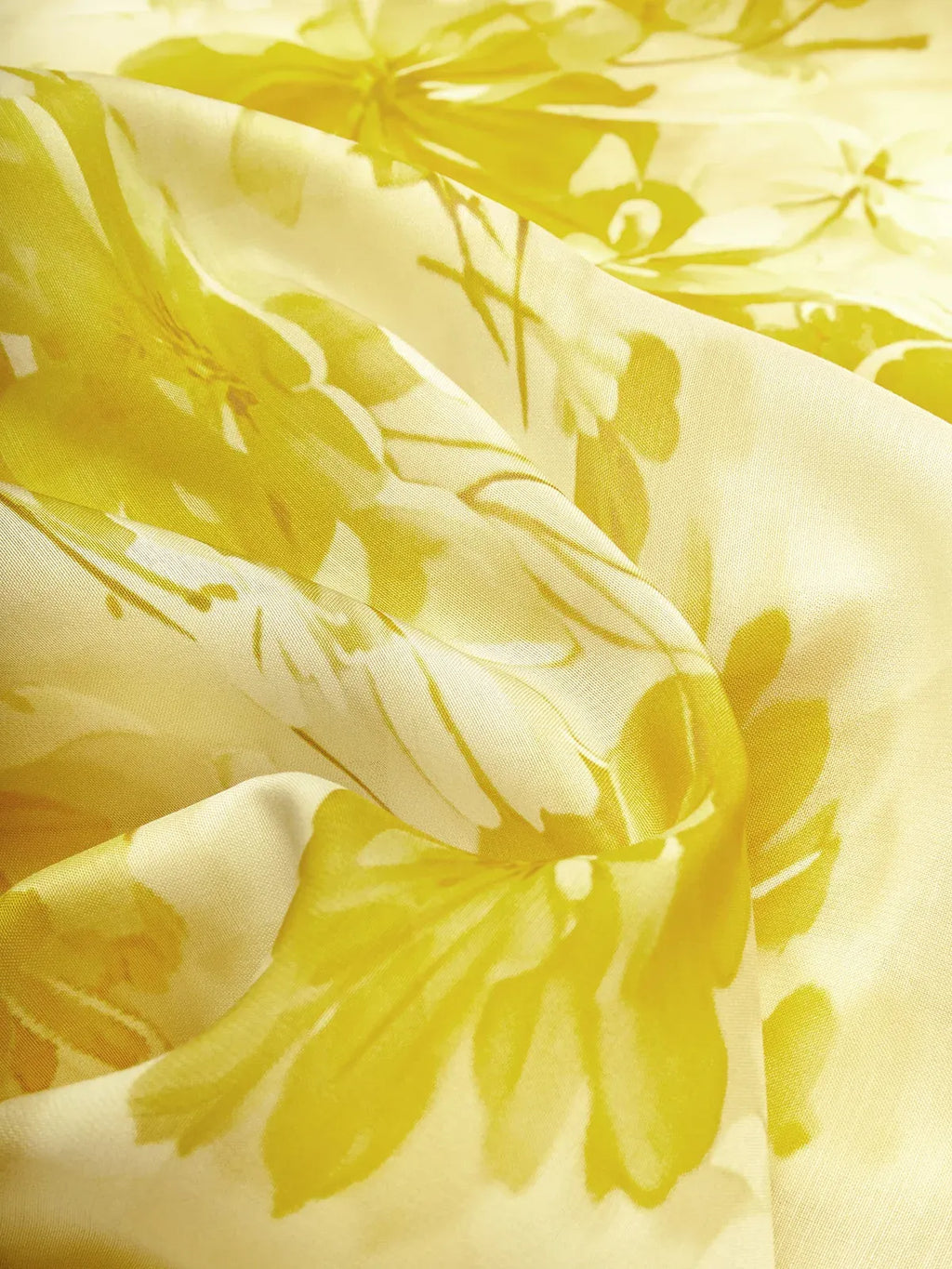 Robe midi jaune en chiffon à fleurs, col halter, sans manches, coupe A