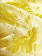 Robe midi jaune en chiffon à fleurs, col halter, sans manches, coupe A