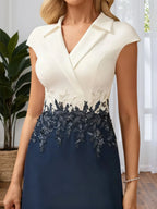 A-line V Neck Floor-Length Chiffon Evening Dress With Lace Appliques