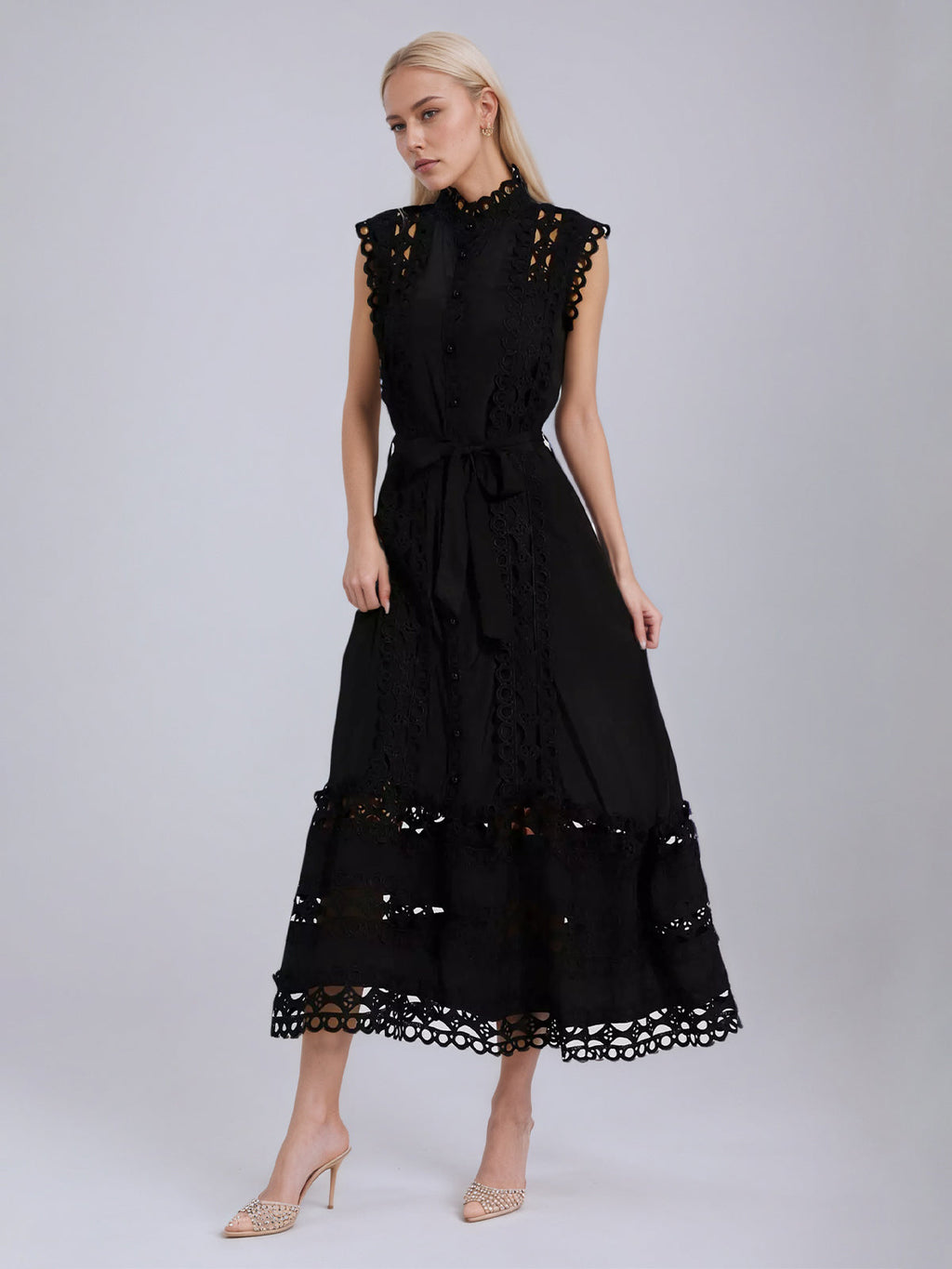 Black Sleeveless Hollow Maxi Dress