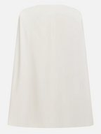 Vestido mini de fiesta blanco sin mangas en línea A con blazer de hebilla y escote en V