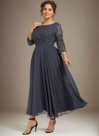 A-Linien Spitzen-Chiffon-Brautmutterkleid mit V-Ausschnitt, tea-length, mit Pailletten