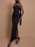 Off-Shoulder Bandage Top & Sequin Midi Skirt Set