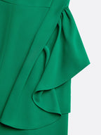 Tuta elegante verde da donna con scollo a cappuccio arricciato e senza maniche