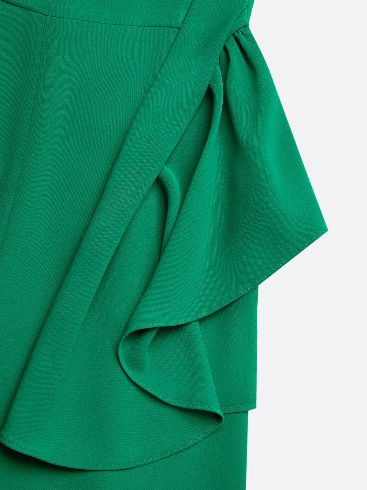 Tuta elegante verde da donna con scollo a cappuccio arricciato e senza maniche