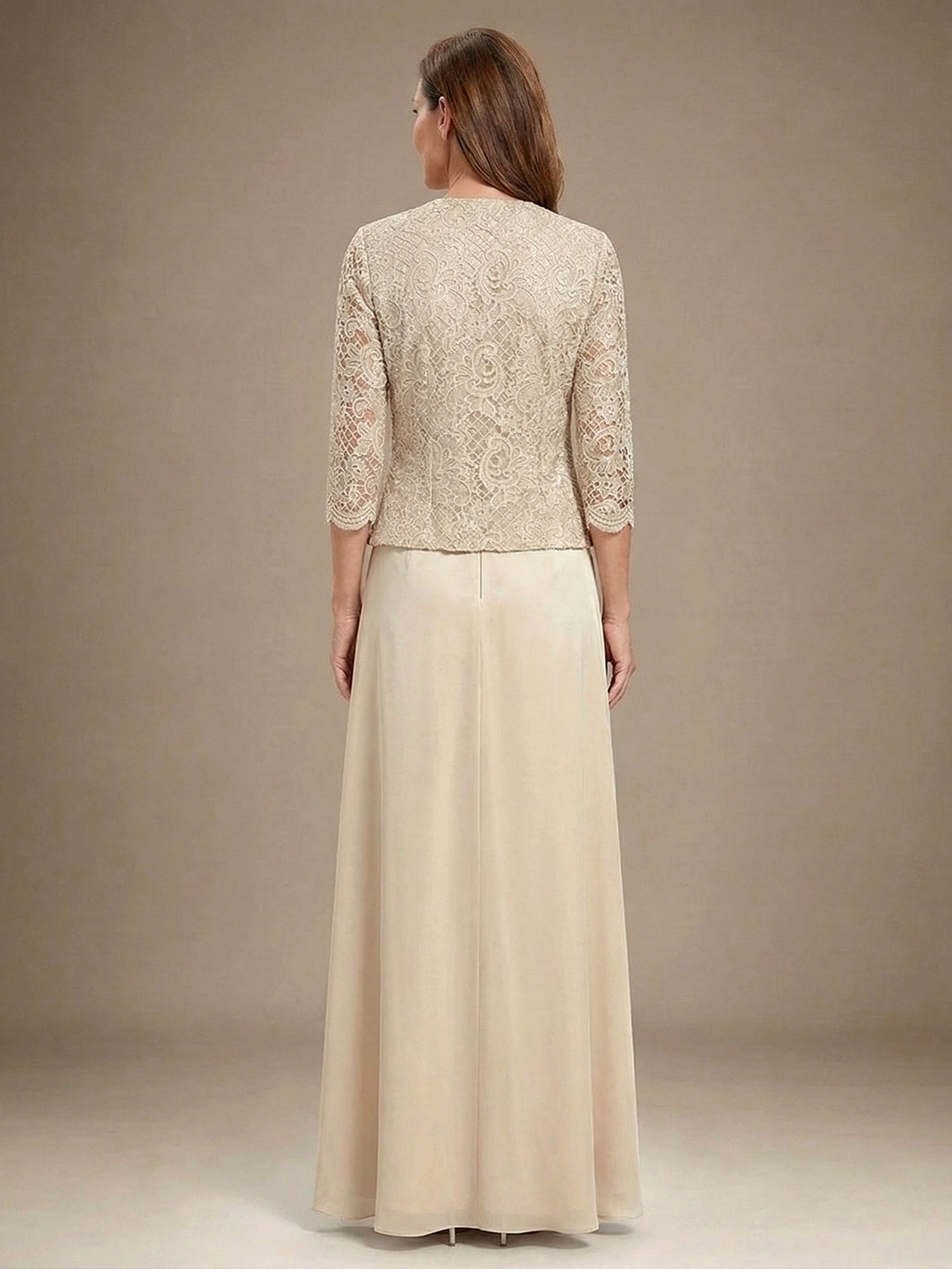 Glitter Lace & Satin Skirt Jacket Dress with Open Jacket