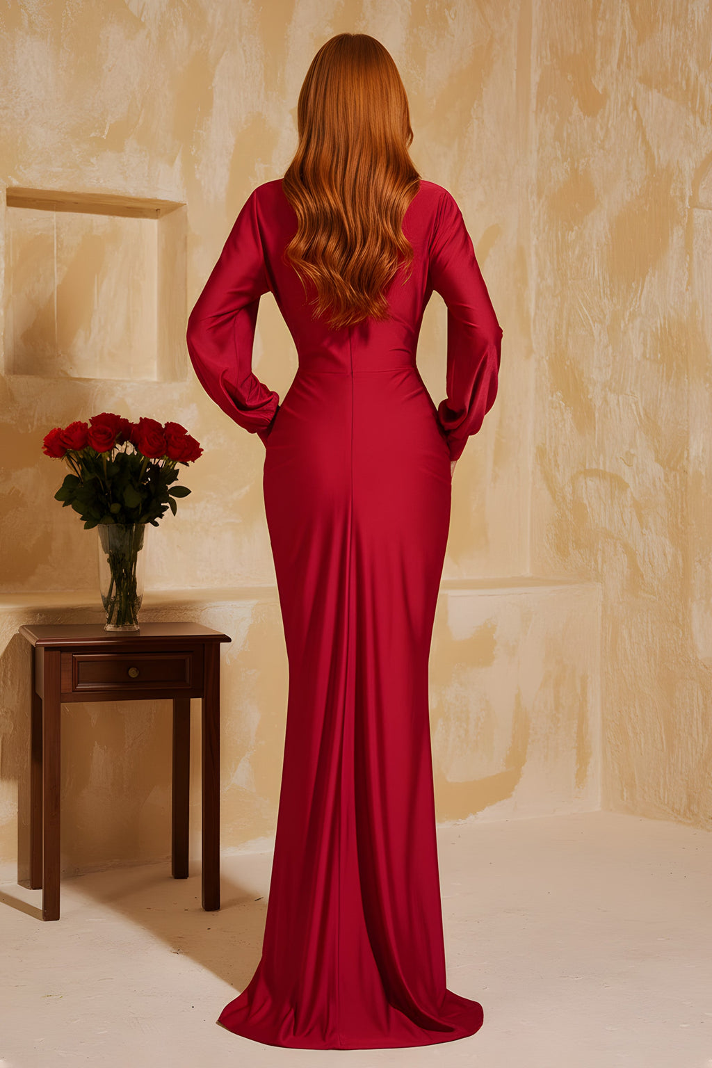 Elegant Twisted Knot Cutout Gown with Cascading Front Drape