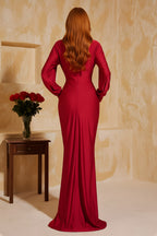 Elegant Twisted Knot Cutout Gown with Cascading Front Drape