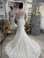 Long Sleeves High Neck Lace Mermaid Wedding Dress