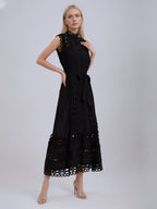 Black Sleeveless Hollow Maxi Dress