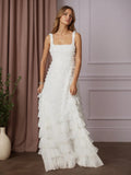 Robe de mariée en tulle froncé, coupe A