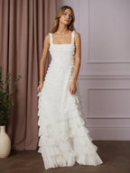 Robe de mariée en tulle froncé, coupe A