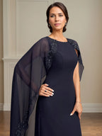 Sheath/Column Scoop Floor Length Chiffon Mother of the Bride Dress With Appliques Sequins