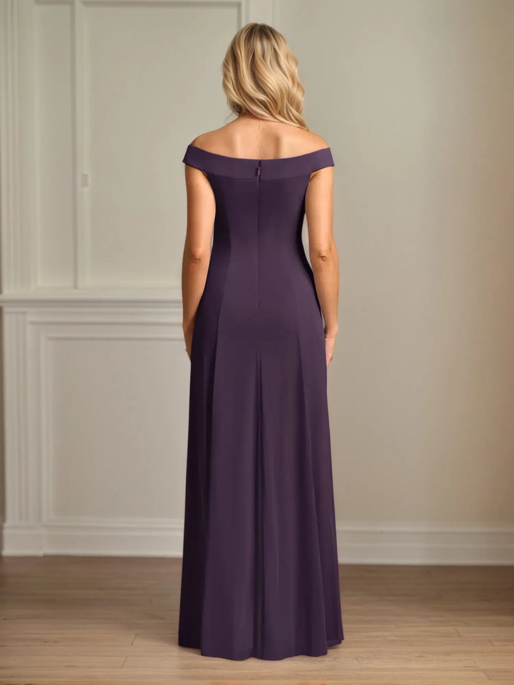A-Linie schulterfreies ärmelloses Chiffon Kleid für die Brautmutter mit Plisseefalten
