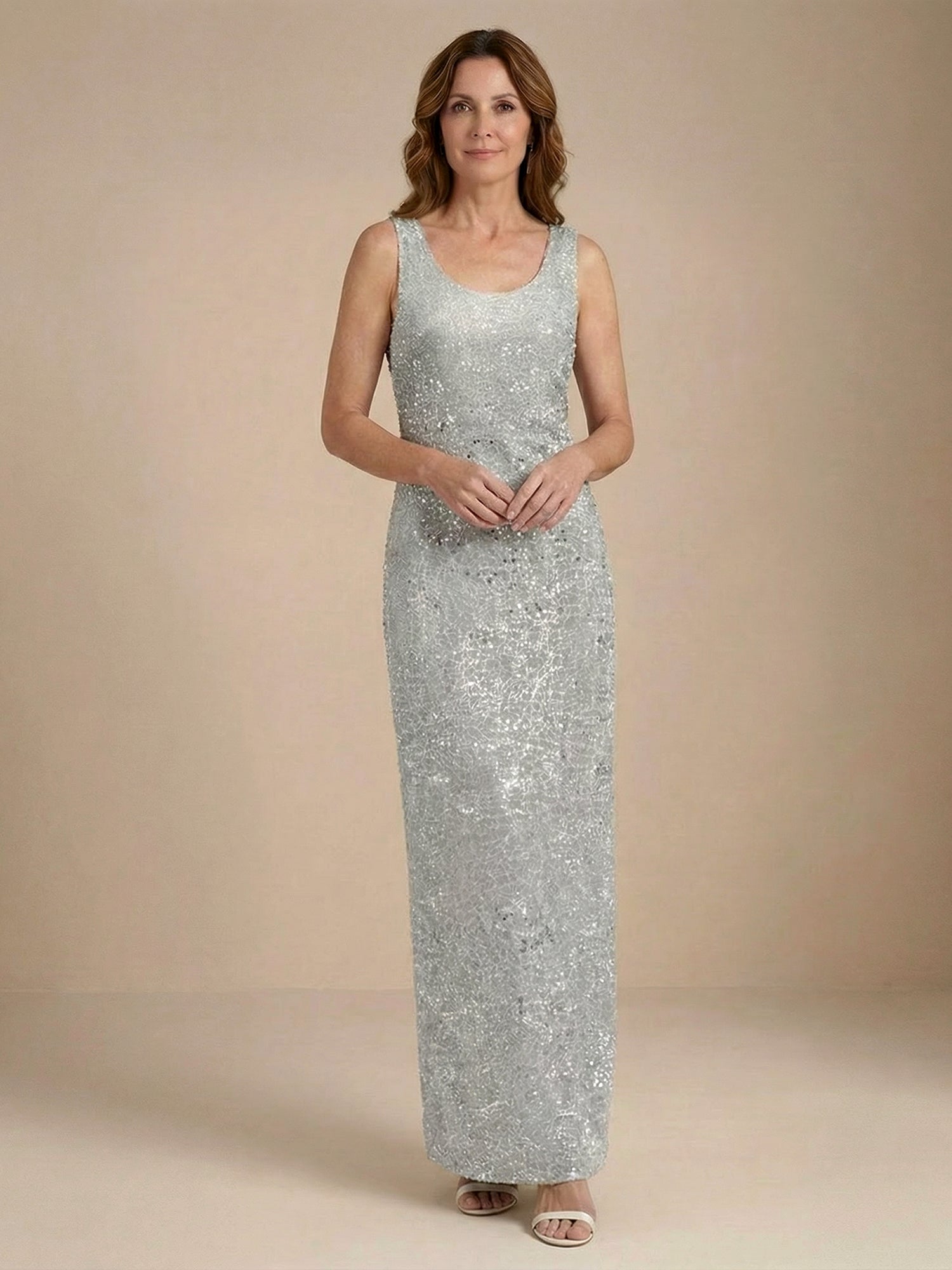 Chiffon-Brautmutterkleider mit Pailletten und Jacke