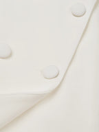 Vestido mini de fiesta blanco sin mangas en línea A con blazer de hebilla y escote en V