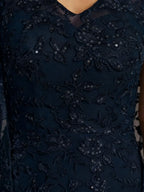 A-line V-Neck Floor-Length Lace Mother of the Bride Dress With Sequins