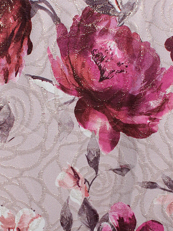 Vestito a-line da madre della sposa in raso floreale con scollatura a spalle scoperte e tasche