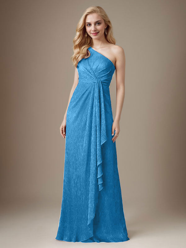 Rubinrotes Etuikleid mit einer Schulter aus metallischem Mesh Mutterkleid der Braut