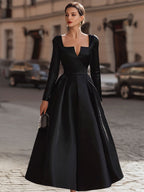 Fitted Bodice Black Gown With Volume