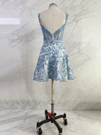 Print A Line Floral Corset Homecoming Dress With Bow