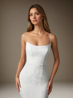 White Mermaid Off The Shoulder Floral Jacquard Wedding Dress