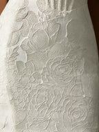 Vestido de novia blanco sirena sin tirantes de jacquard floral