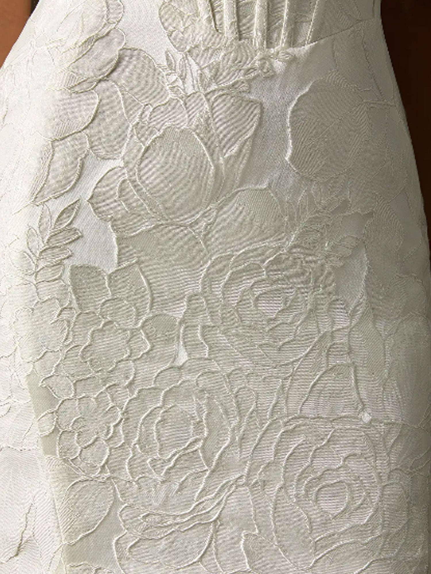 Vestido de novia blanco sirena sin tirantes de jacquard floral