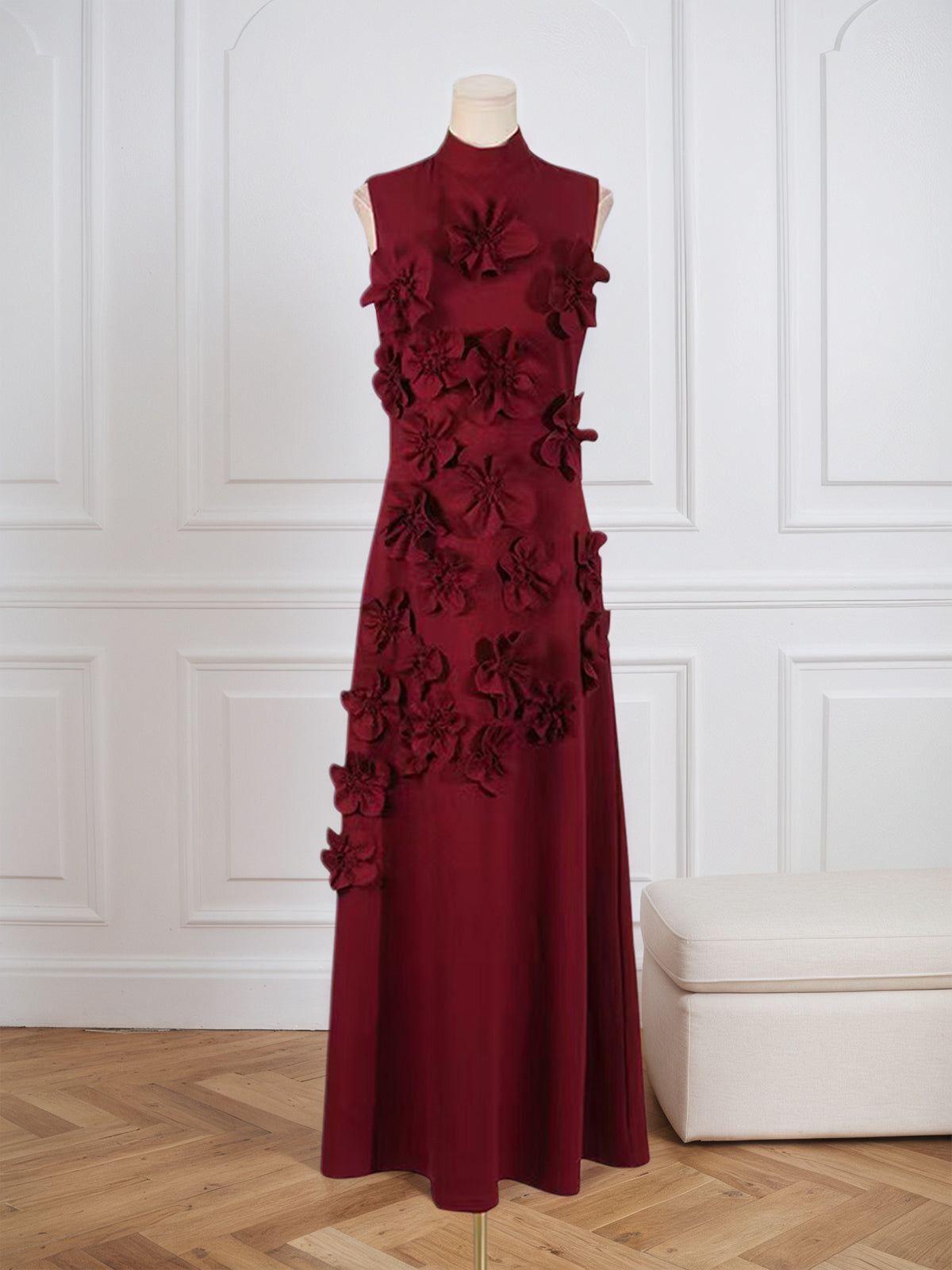 Vestido Longo Hank com Aplicação de Flores