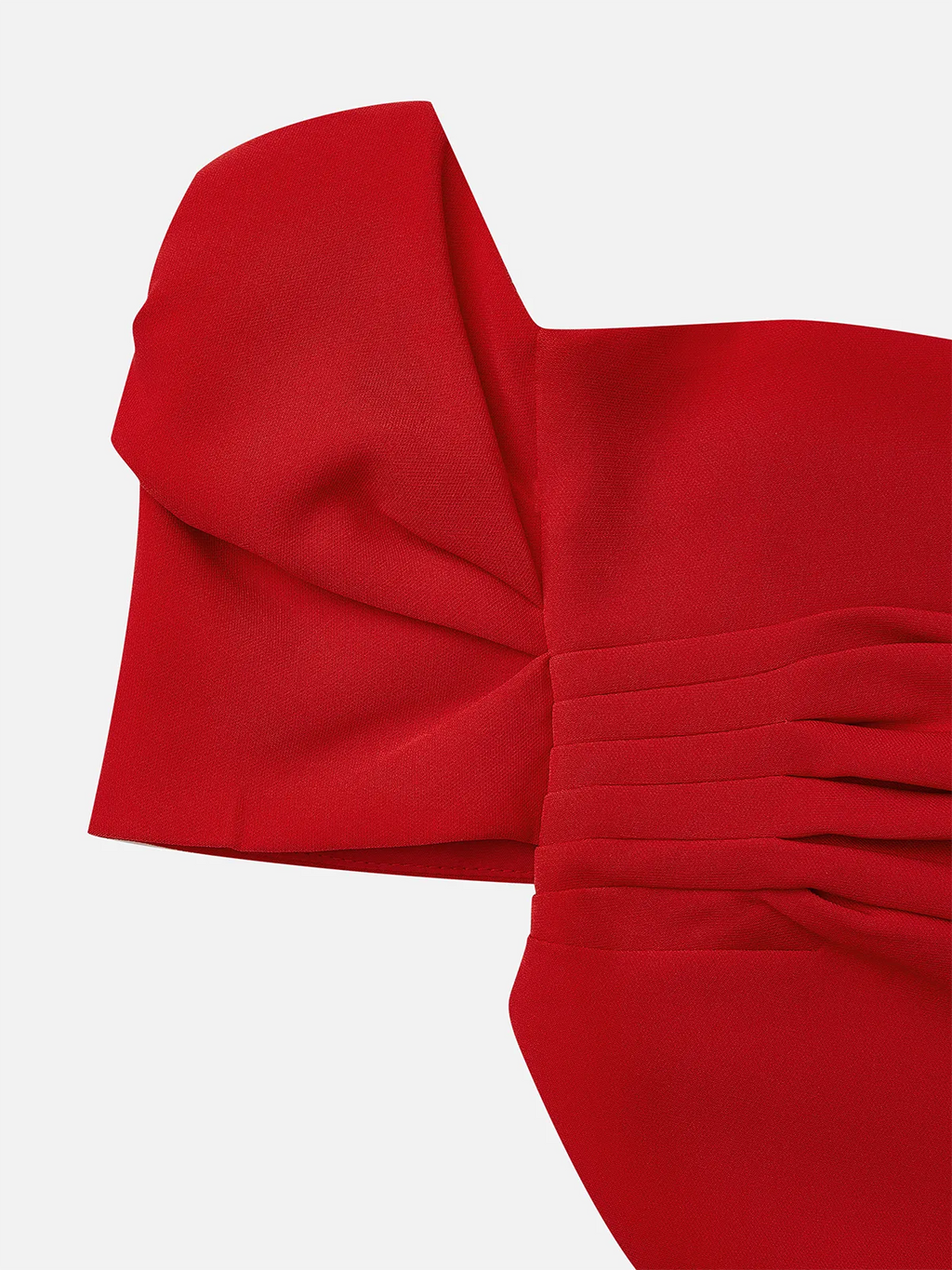 Rotes 3D-Blumen schulterfreies Meerjungfrau-Midikleid