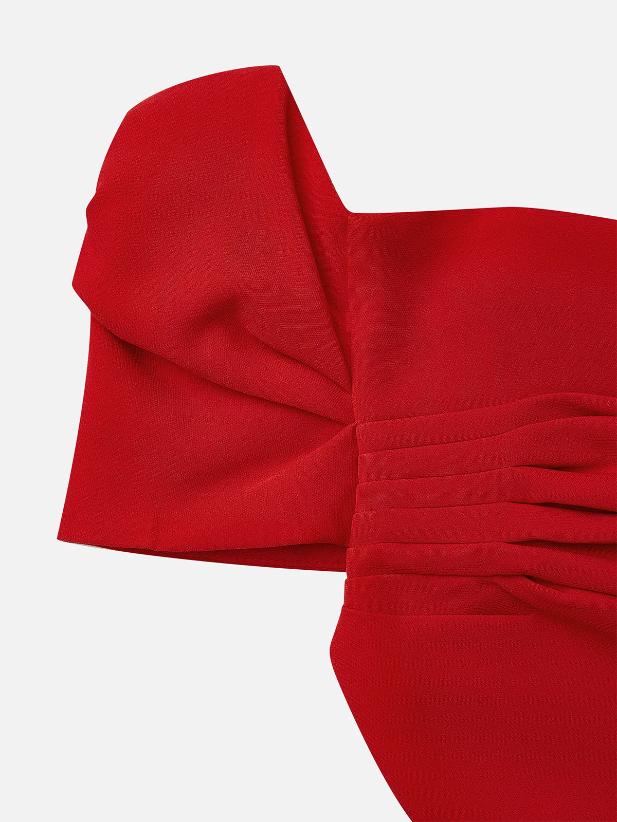Rotes 3D-Blumen schulterfreies Meerjungfrau-Midikleid