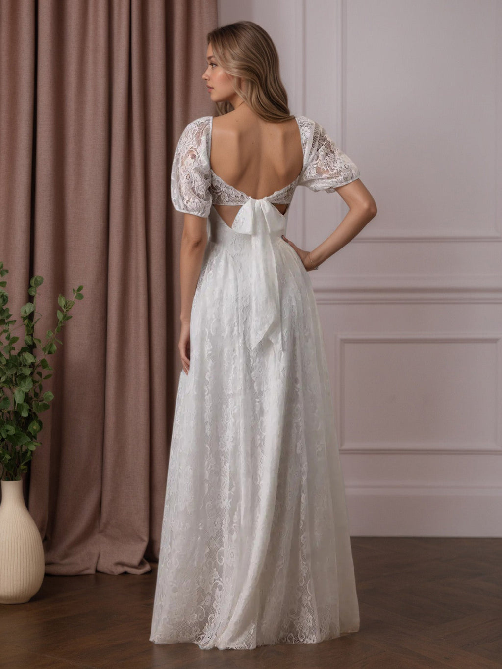 Abito da sposa bianco a linea ad A con scollo a cuore e pizzo