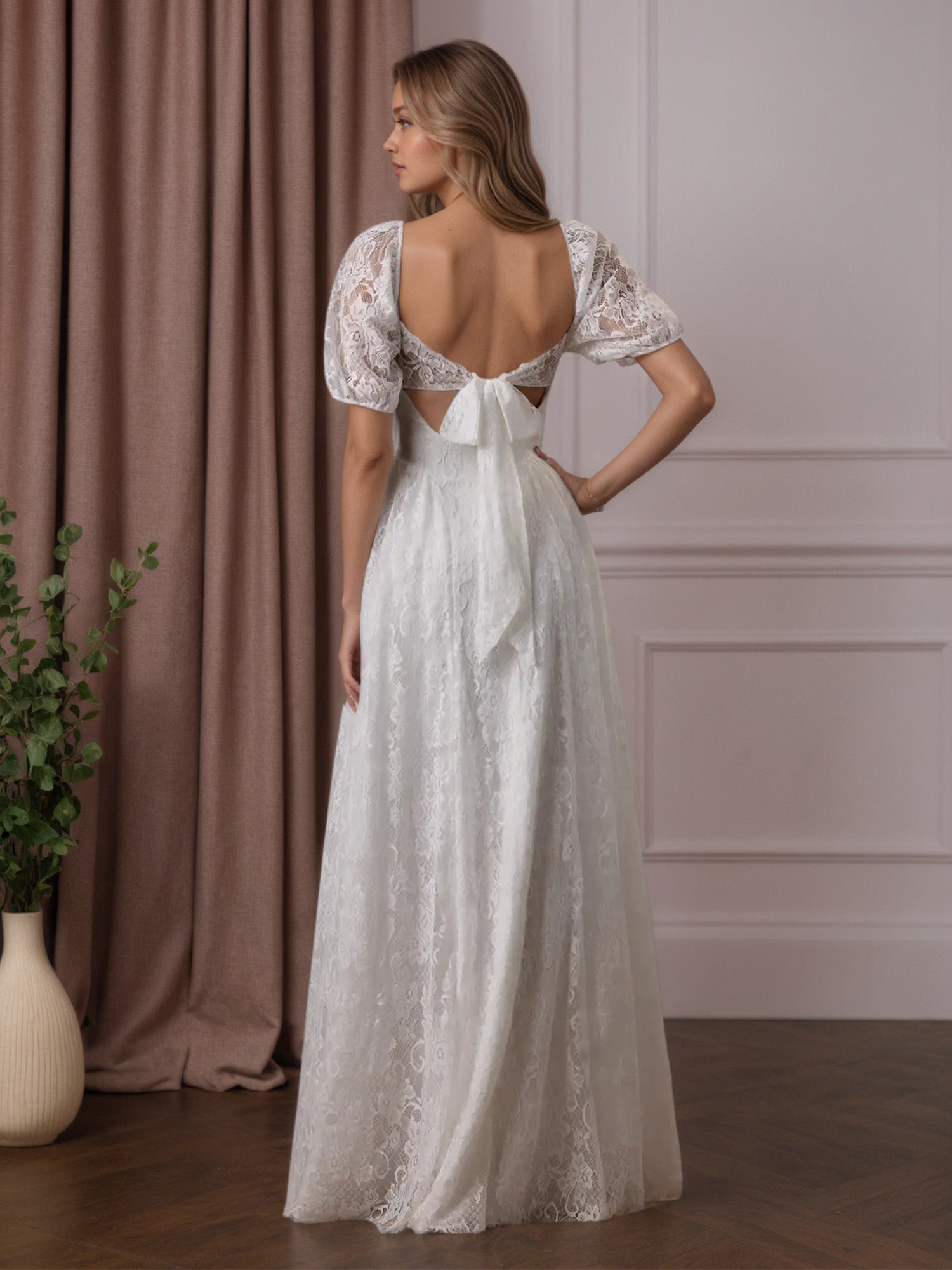 Abito da sposa bianco a linea ad A con scollo a cuore e pizzo