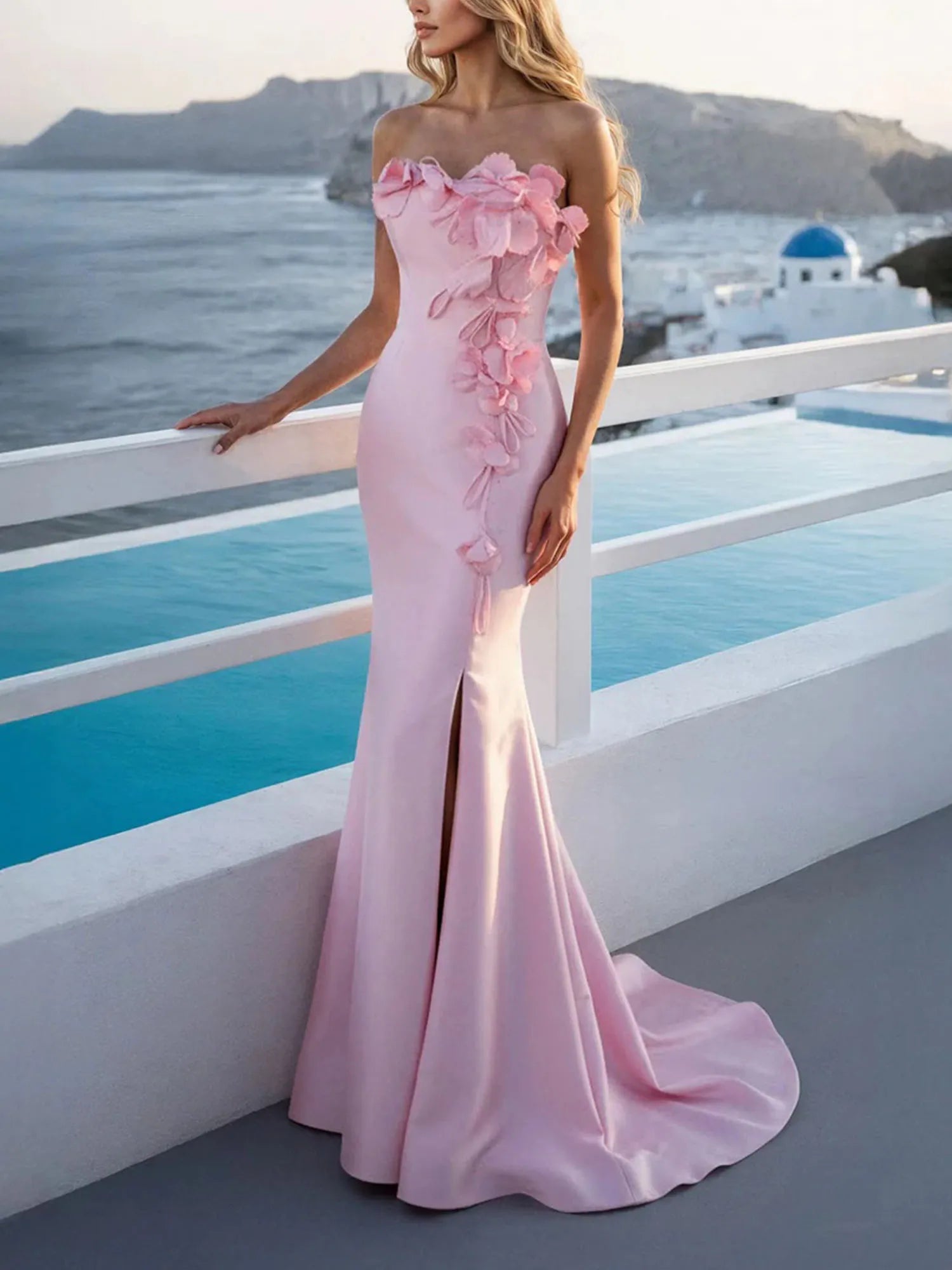 Trumpet/Mermaid Schulterfreies ärmelloses 3D-Blumen Mutter-der-Braut-Kleid