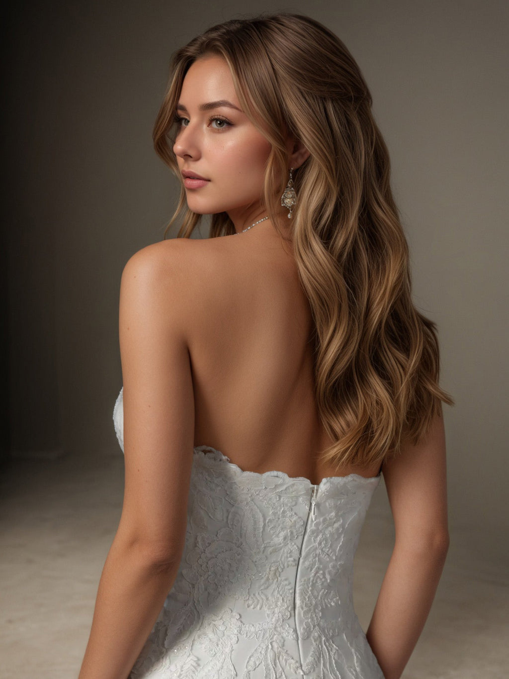 Weißes Meerjungfrauen-Hochzeitskleid aus Pailletten-Stretch-Crêpe