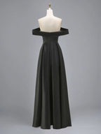 Formal Dress A Line Satin Off The Shoulder Slit Maxi Dress