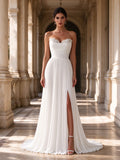 Pure White Strapless Beaded Sweetheart Pleated Wedding Dress