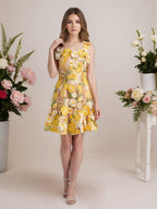 Vestido corto mini de fiesta línea A púrpura con flores 3D