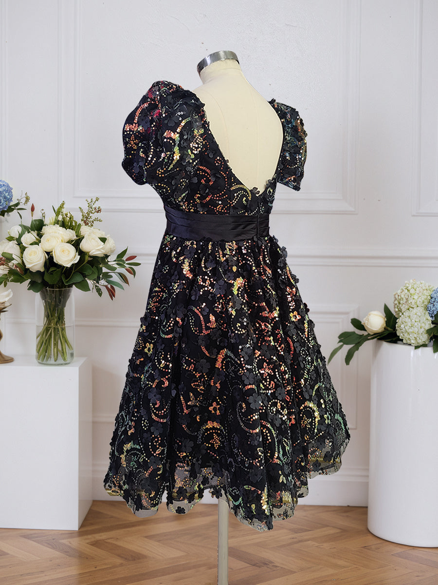 A-Linien Kurzes Tüll-Abschlussballkleid mit Schleife