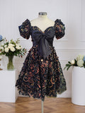 A-Linien Kurzes Tüll-Abschlussballkleid mit Schleife