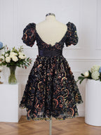 A-Linien Kurzes Tüll-Abschlussballkleid mit Schleife