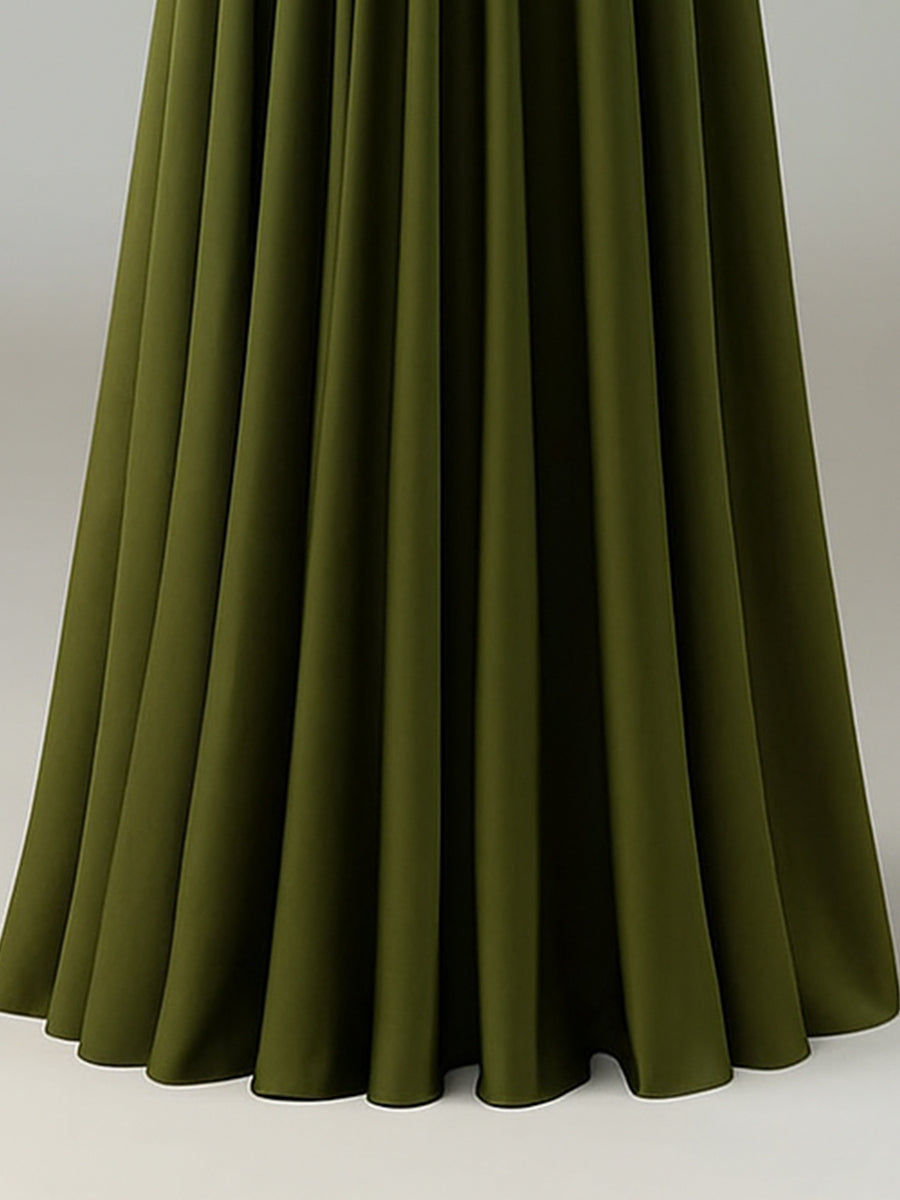 Vestido longo de madrinha sem mangas em linha A