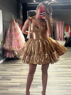 A-line Straps Sweetheart Short Homecoming Dress with Bow