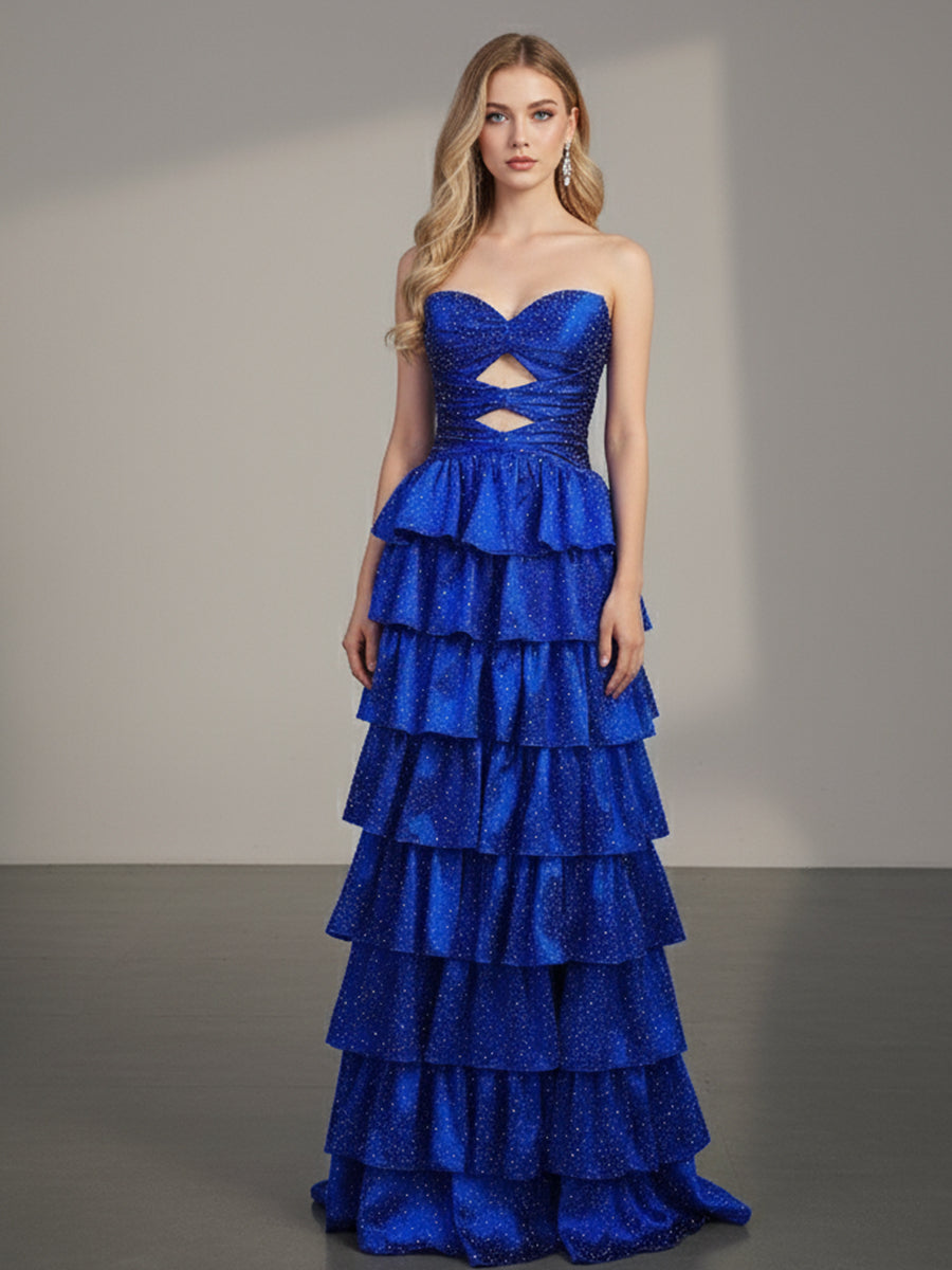 A-Linien trägerloses Herzausschnitt langes Ballkleid mit Schlüsselloch